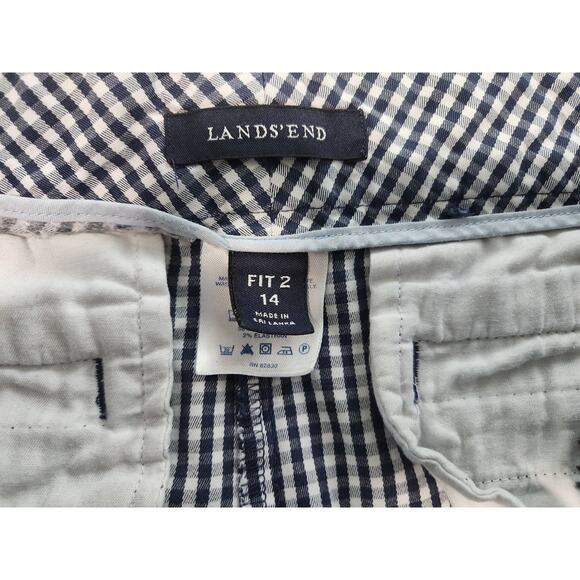 Lands’ End Women’s Chino Gingham Shorts Size 14 – Navy and White Classic Fit - Picture 4 of 7